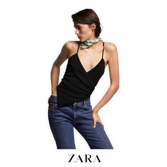 ZARA | Black | DRAPED BODYSUIT WITH STRAPS - Picture 12 of 12